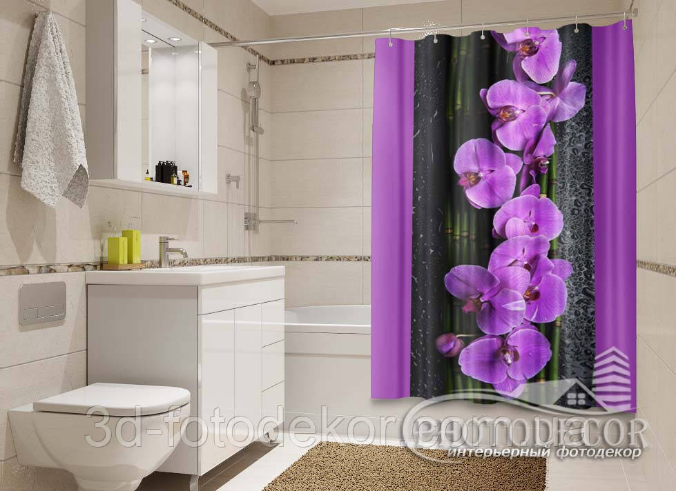 3D Фото Шторы "Орхидеи на черном" 2,7м*2,9м (2 полотна по 1,45м), тесьма - фото 4 - id-p125737631