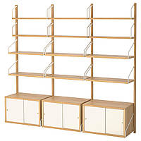 IKEA SVALNAS (991.844.39) Сочетание висячих шкафов, бамбука, белого цвета