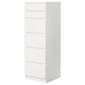 IKEA MALM (704.035.93) Комод, 6 ящиків, білий, дзеркало