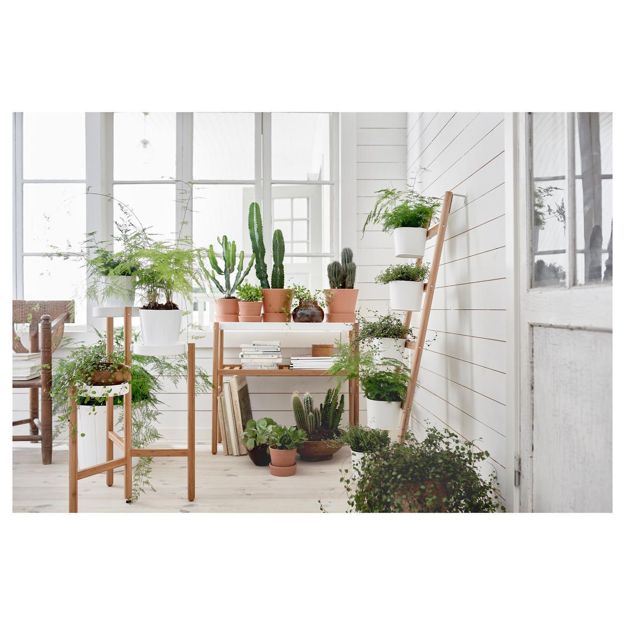 IKEA SATSUMAS (102.581.55) Подставка для растений с 5 горшками, бамбуком, белым - фото 3 - id-p881156813