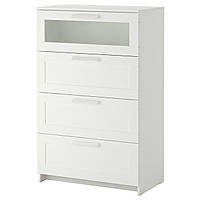 IKEA BRIMNES (903.920.46) Комод, 4 ящика, белое, матовое стекло