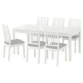 IKEA EKEDALEN / EKEDALEN (192.213.51) Стіл та 6 стілець, білий, Orrsta світло-сірий