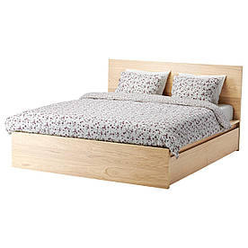 IKEA MALM (591.766.05) Ліжко, висока, 2 контейнери, білий вітраж, Luroy