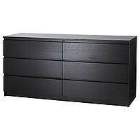 IKEA MALM (604.035.79) Комод, 6 ящиков, черно-коричневый