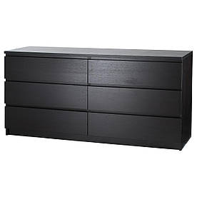 IKEA MALM (604.035.79) Комод, 6 ящиків, чорно-коричневий