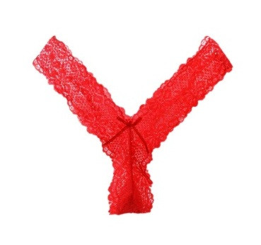 Мереживні червоні стринги v-подібної форми, фото 1