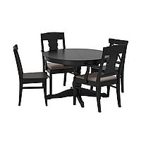 IKEA INGATORP / INGOLF (592.541.70) Стол и 4 стула, черный, Nolhaga серый/без