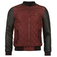 Lee Cooper. Мужская молодежная куртка-бомбер. Имитация кожи. Бордо. QUILTED PU JACKET.