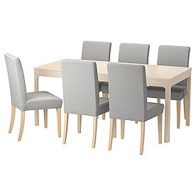 IKEA EKEDALEN / HENRIKSDAL (092.292.20) Стіл та 6 стільців, оррста світло-сірий