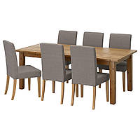 IKEA STORNAS / HENRIKSDAL (591.615.57) Стол и 6 стульев, пятно патины, Nolhaga серо-коричневый