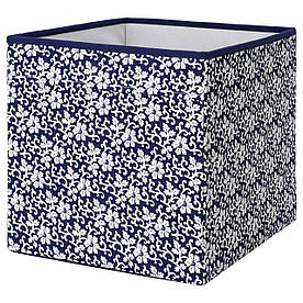 IKEA DRONA (102.819.57) Ящик-Коробка синій, білий квітковий візерунок