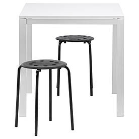 IKEA MELLTORP / MARIUS (990.117.64) Стіл та 2 столи, білий, чорний