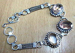 Гарний браслет "Змійка" з морганітовим кварцом