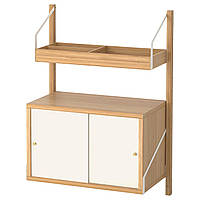 IKEA SVALNAS (391.844.56) Сочетание висячих шкафов, бамбука, белого цвета
