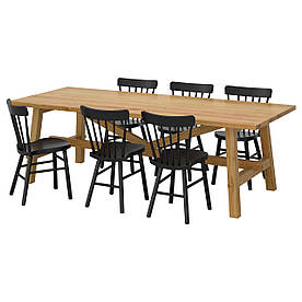 IKEA MOCKELBY / NORRARYD (591.614.92) Стіл та 6 стільців, дуб, чорний