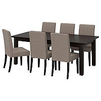 IKEA STORNAS / HENRIKSDAL (791.615.56) Стол и 6 стульев, коричнево-черный, Nolhaga серо-коричневый