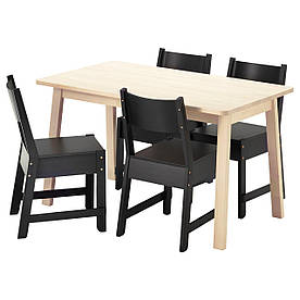 IKEA NORRAKER / NORRAKER (991.615.36) Стіл і 4 стільця, біла береза, чорний