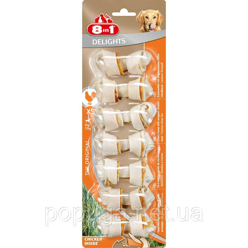 8in1 Delights жувальні кістки з курячим м'ясом для собак, 7,5 см