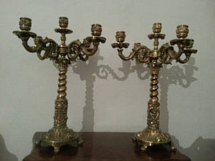 Антикварні свічники поч. ХХ століття, бронза, фото 2