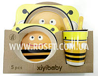 Детский набор посуды из бамбука Пчела XiyiBaby 5pcs