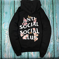 Толстовка чёрная Sakura Anti Social Social Club | Худи ASSC | Кенгуру АССЦ