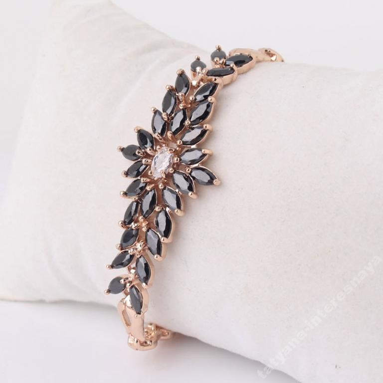 Браслет позолота циркони, фото 1