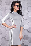 Короткое молодежное платье из ангоры в спортивном стиле 42-48 размера серое, фото 3