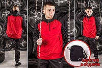 Комплект Анорак House Nike + спортивные штаны, черно-красный, мужской весенний/осенний