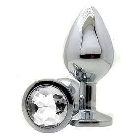 Металева анальна пробка з каменем маленький для анального сексу