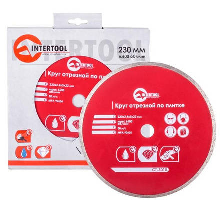 Диск відрізний алмазний із суцільною крайкою INTERTOOL CT-3010, фото 2