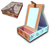 Скринька для прикрас Ейфелева Вежа 21х15х5 см Екошкіра Косметичка з дзеркалом