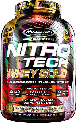 Сироватковий ізолят протеїн MuscleTech Nitro-Tech Whey Gold 2500 г, фото 2