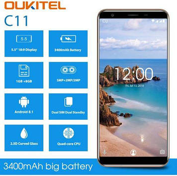 Смартфон Oukitel c11 1/ 8 Гб 3400 мАч 5.45"HD