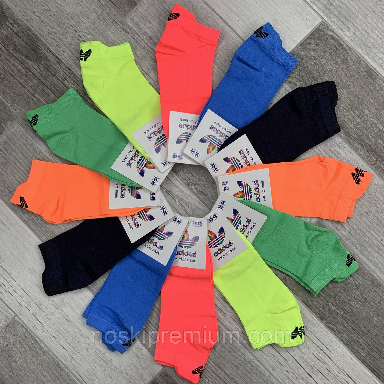 Шкарпетки жіночі спортивні мікрофібра Adidas, Туреччина, розмір 36-40, кольорове асорті, 03471, фото 1