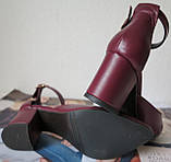 Комфортні туфлі Limoda з натуральної шкіри босоніжки на підборах 6 см дуже красиві колір марсала, фото 3