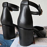 Комфортні туфлі Limoda з натуральної шкіри босоніжки на підборах 6 см дуже красиві колір чорний, фото 6