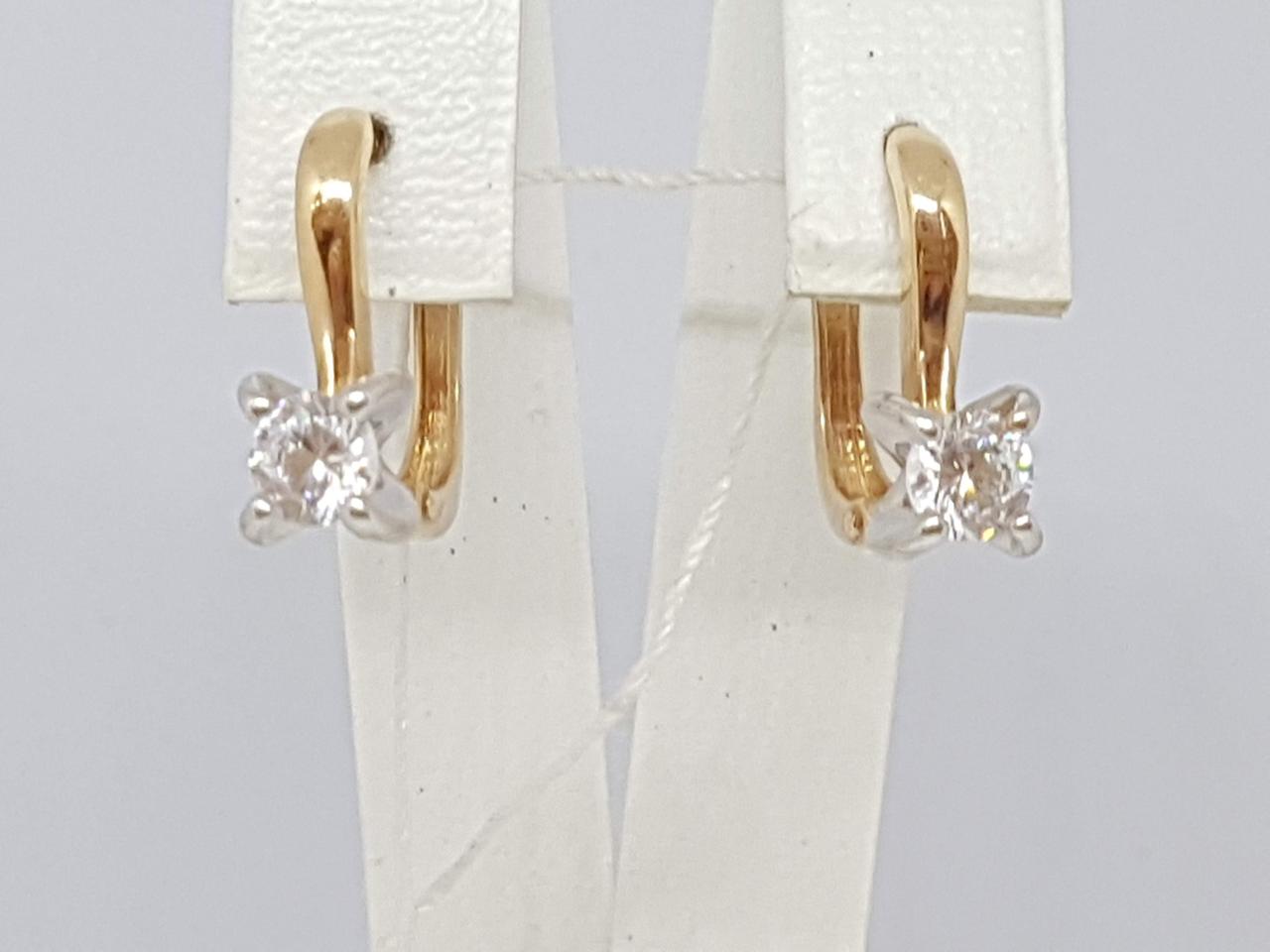 Золоті сережки з фіанітами. 110403, фото 1