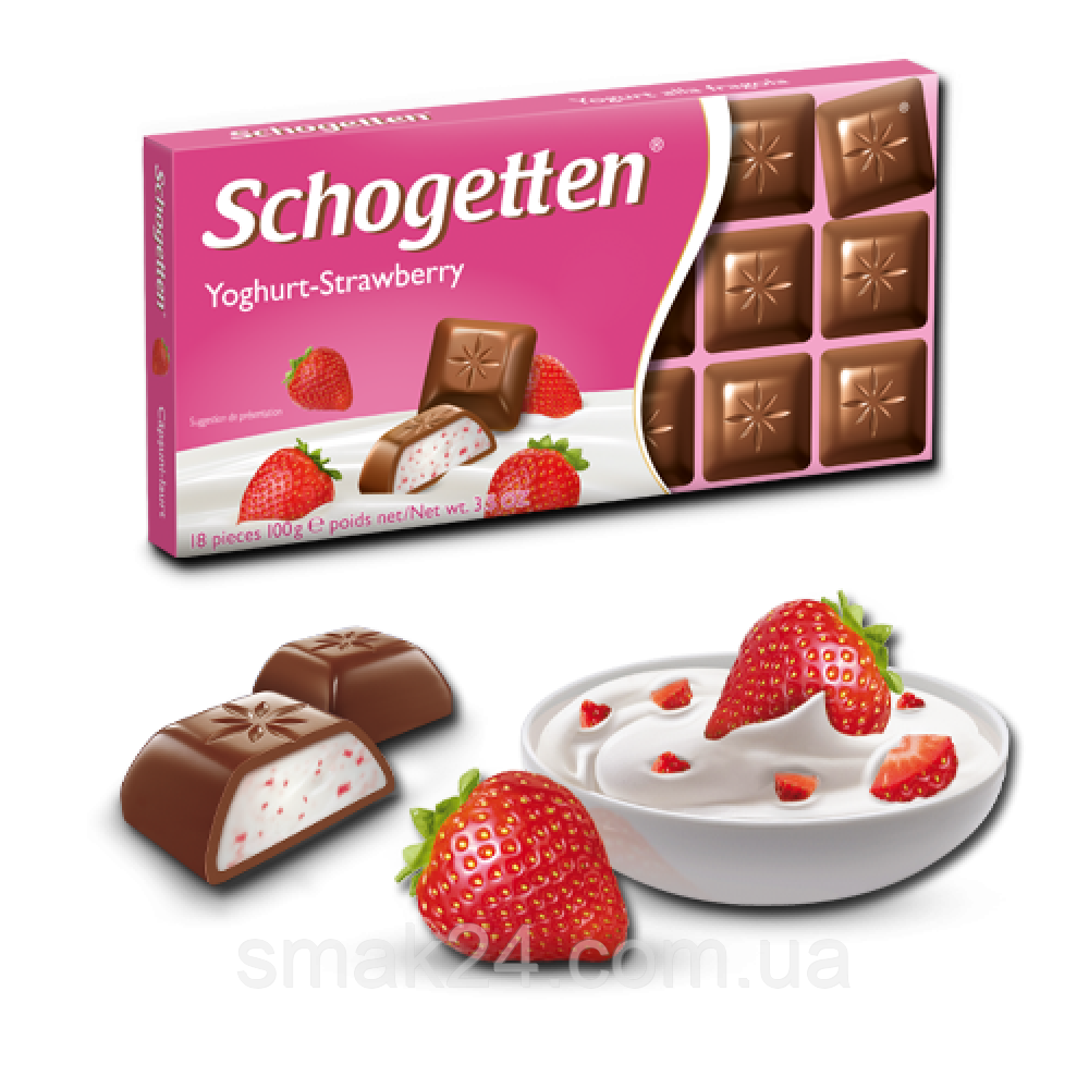 Шоколад "Schogetten Yoghurt-Strawberry" ( Шогеттен клубника с йогуртом) Германия, 100г - фото 2 - id-p262919340