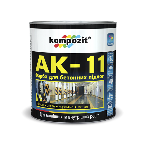 Краска для бетонных полов Kompozit АК-11 белая 10кг (Композит АК-11) - фото 1 - id-p80387485