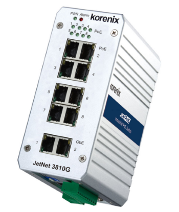 Комутатор Ethernet 10-портовий (8PoE+2G) промисловий, з підтримкою PoE Korenix JetNet 3810G