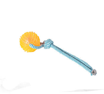Іграшка TPR для собак FOX м'яч фігурний шипированный з мотузкою, 6,5х33 см