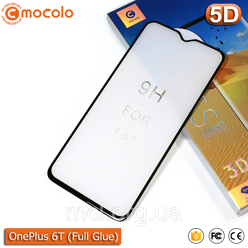 Захисне Full Glue скло Mocolo OnePlus 6T (Black) - 5D Повна поклейка