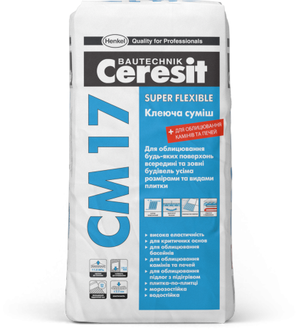 Ceresit СМ-17 (25 кг) Клейлива еластична суміш