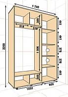 Шкаф-купе 1700*450*2200, 2 двери (Алекса)