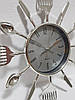 Настінний годинник (25 см) на кухню "Ложки-веделки-ножі" столові прилади сріблястий Time, фото 3