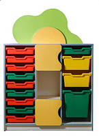 Стенка детская "Цветочная поляна" №11 с пластиковыми ящиками. в детский сад, школу.