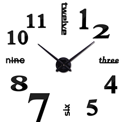 Настінний годинник 3D 130 см NC (Чехія) Написи-B великий чорний