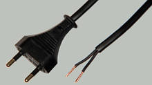 Шнур мережевий для побутової техніки без роз'єму 2x0,75 мм, 1,8 м, чорний