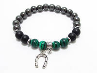 Браслет із натуральних каменів Гематит Шунгіт Малахіт