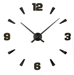 Настінний годинник 3D 130 см NC (Чехія) Арабські2-B великий оригінальний чорний